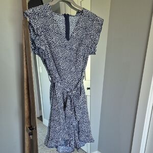 Navy and White Polka Dot Dress